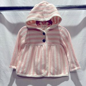 Jessica Simpson, 0-3 months, soft pink and cream hooded cardigan